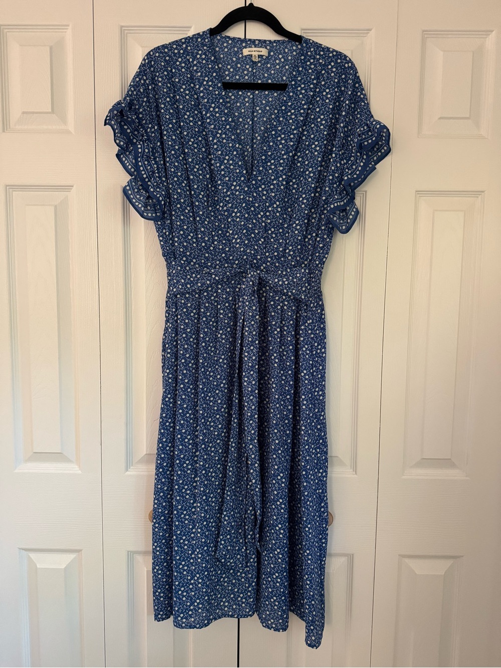 Max Studio Floral Belted Midi Dress Size XL